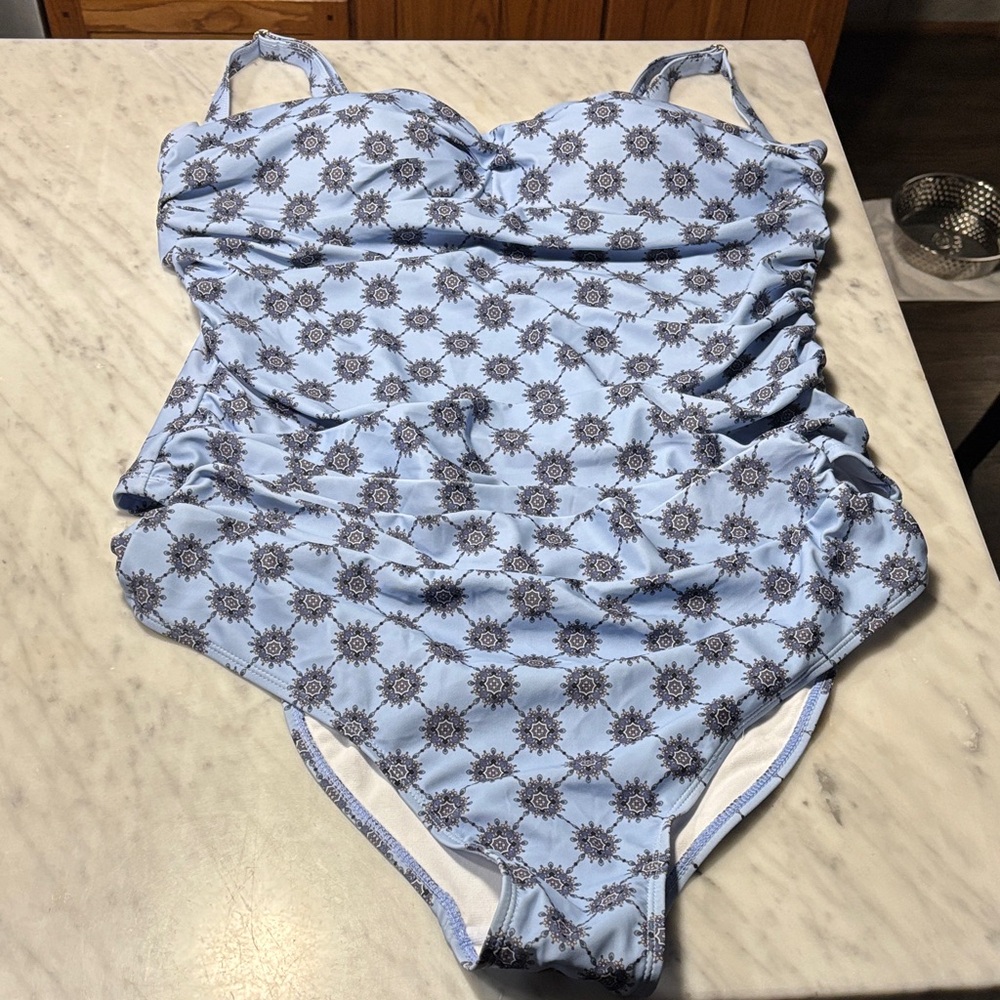 Nicole Miller Light Blue and Gray Patterned Bikini